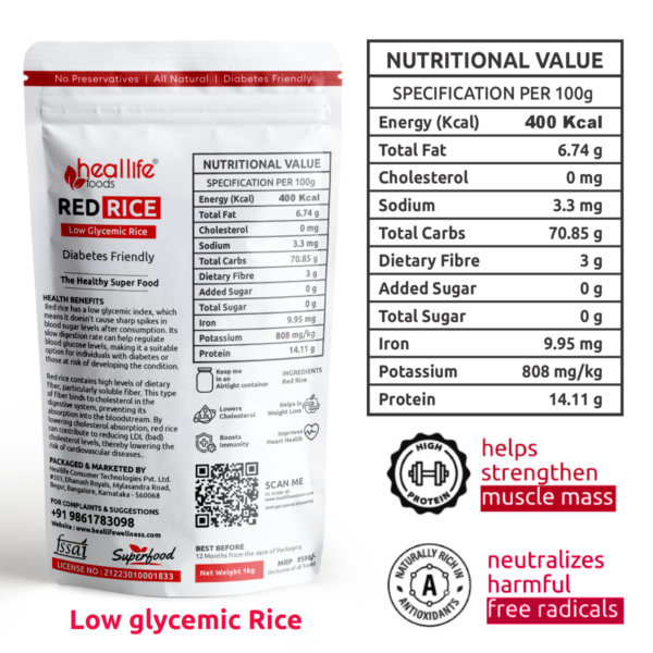 Premium Quality red rice – Unpolished & Nutrient-Rich – Pack of 1kg for Daily Healthy Meals